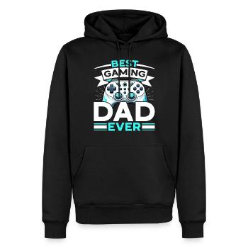 Gamer Papa Papa Amateur de jeux vidéo PC - Sweat à capuche Premium bio Homme - noir - Devant - Nico (187cm)
