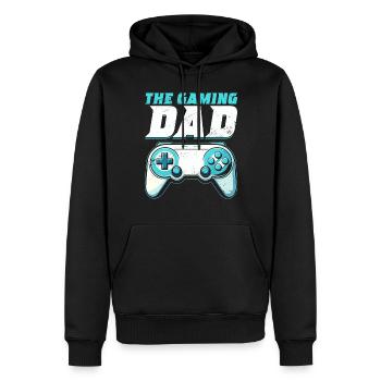 Gamer Papa Papa Amateur de jeux vidéo PC - Sweat à capuche Premium bio Homme - noir - Devant - Nico (187cm)