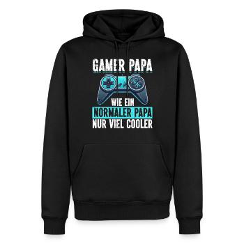 Gamer Papa Papa Amateur de jeux vidéo PC - Sweat à capuche Premium bio Homme - noir - Devant - Nico (187cm)