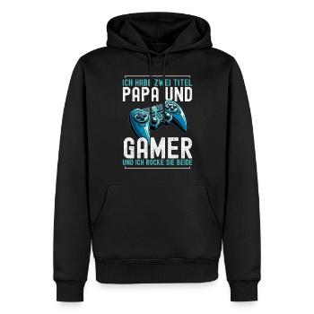 Gamer Papa Papa Amateur de jeux vidéo PC - Sweat à capuche Premium bio Homme - noir - Devant - Nico (187cm)