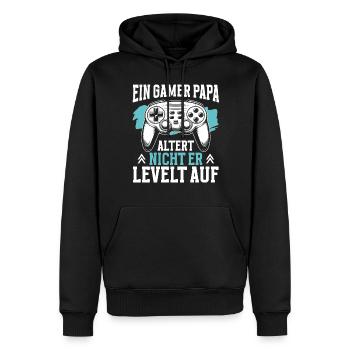 Gamer Papa Papa Amateur de jeux vidéo PC - Sweat à capuche Premium bio Homme - noir - Devant - Nico (187cm)