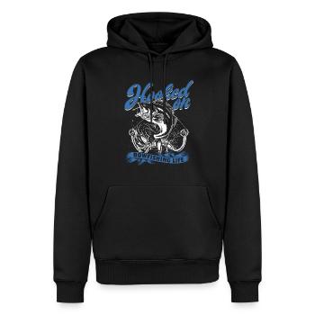 Bogenfischen Hooked On Bowfishing Life - Männer Premium Bio Hoodie - Schwarz - Vorne - Nico (187cm)