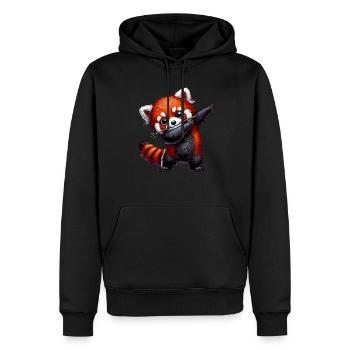 Roter Panda, Red Panda, Pandabär, Dabbing - Männer Premium Bio Hoodie - Schwarz - Vorne - Nico (187cm)