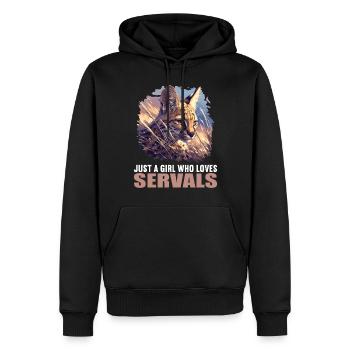 Servale Serval - Men’s Premium Organic Hoodie - black - Front - Nico (187cm)