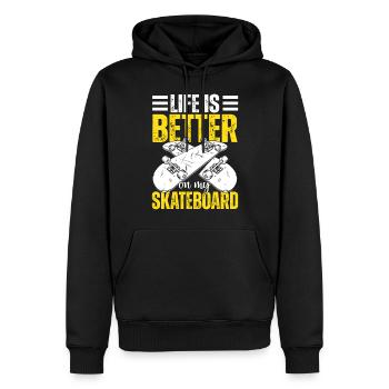 Das Leben Ist Besser Auf Meinem Skateboard Skate Lustig - Männer Premium Bio Hoodie - Schwarz - Vorne - Nico (187cm)