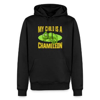 Chameleon Gifts - Männer Premium Bio Hoodie - Schwarz - Vorne - Nico (187cm)