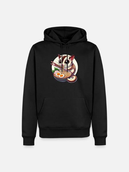 Korthodet Glider, Sugar Glider, Ramen - Premium økologisk hettegenser for menn - svart