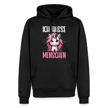 Je déteste les gens drôle licorne doigt puant - Sweat à capuche Premium bio Homme - noir - Devant - Nico (187cm)