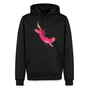 Otter Watercolor - Männer Premium Bio Hoodie - Schwarz - Vorne - Nico (187cm)
