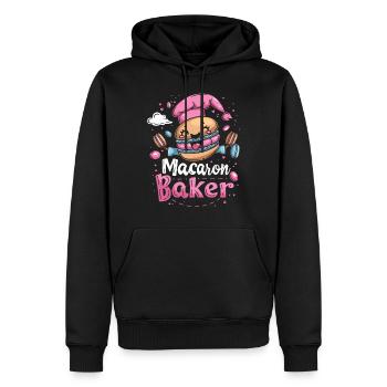 Amateurs de macarons Macaron Baker - Sweat à capuche Premium bio Homme - noir - Devant - Nico (187cm)