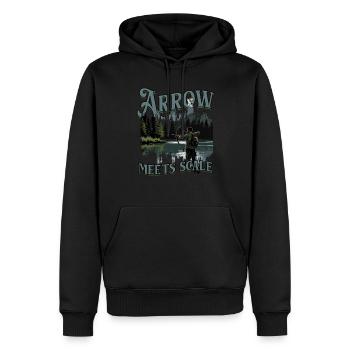 Bogenfischer Bogenfischen Arrow Meets Scale - Männer Premium Bio Hoodie - Schwarz - Vorne - Nico (187cm)