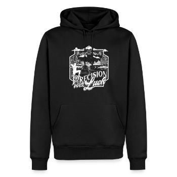 Bogenfischer Bogenfischen Precision Over Luck - Männer Premium Bio Hoodie - Schwarz - Vorne - Nico (187cm)