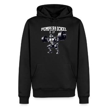 Pumpernickel-Kaninchen Fitnesstrainer Bodybuilder - Männer Premium Bio Hoodie - Schwarz - Vorne - Nico (187cm)