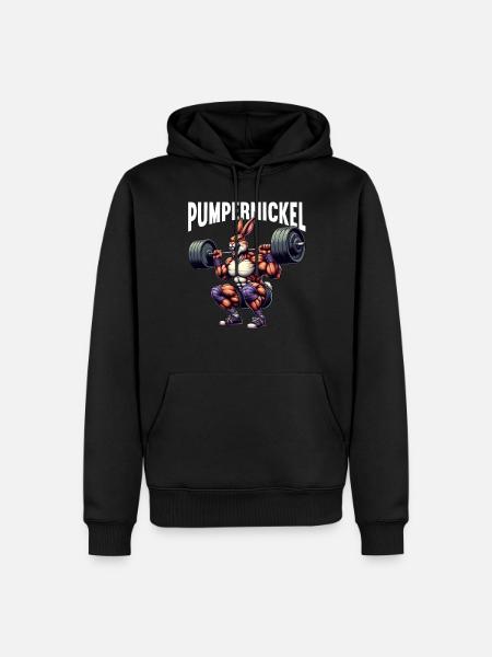 Pumpernickel-Kaninchen Fitnesstrainer Bodybuilder - Männer Premium Bio Hoodie - Schwarz