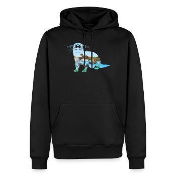 Rivière Otter - Sweat à capuche Premium bio Homme - noir - Devant - Nico (187cm)
