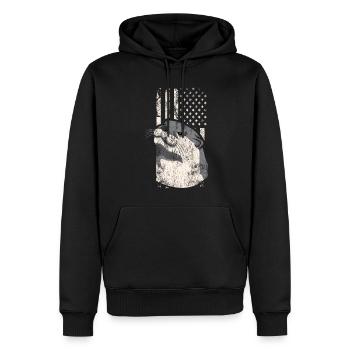 Otter American Flag - Männer Premium Bio Hoodie - Schwarz - Vorne - Nico (187cm)