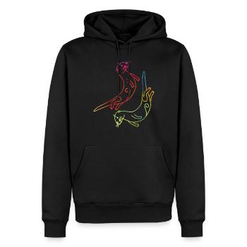 Otter Watercolor - Männer Premium Bio Hoodie - Schwarz - Vorne - Nico (187cm)