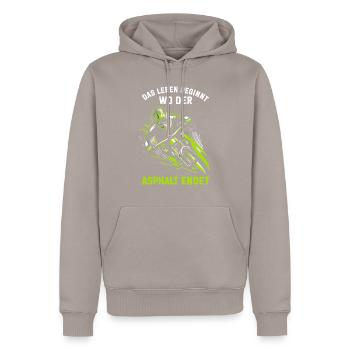 Mountain bikers Bicycle lovers Cyclists Cycling - Men’s Premium Organic Hoodie - taupe - Front - Nico (187cm)