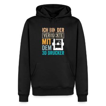 3D Druck Ich bin der Verrückte - Männer Premium Bio Hoodie - Schwarz - Vorne - Nico (187cm)