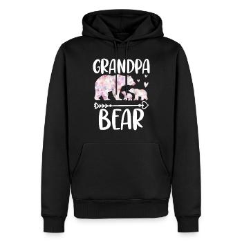 Grand-père Ours - Sweat à capuche Premium bio Homme - noir - Devant - Nico (187cm)