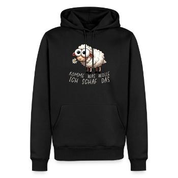Komme Was Wolle Ich Schaf Das Motivierender - Männer Premium Bio Hoodie - Schwarz - Vorne - Nico (187cm)