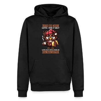 Kaffee Redet Nicht Eule Kaffeetrinker Sarkasmus - Männer Premium Bio Hoodie - Schwarz - Vorne - Nico (187cm)