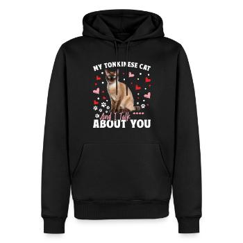 Chat tonkinois - Sweat à capuche Premium bio Homme - noir - Devant - Nico (187cm)