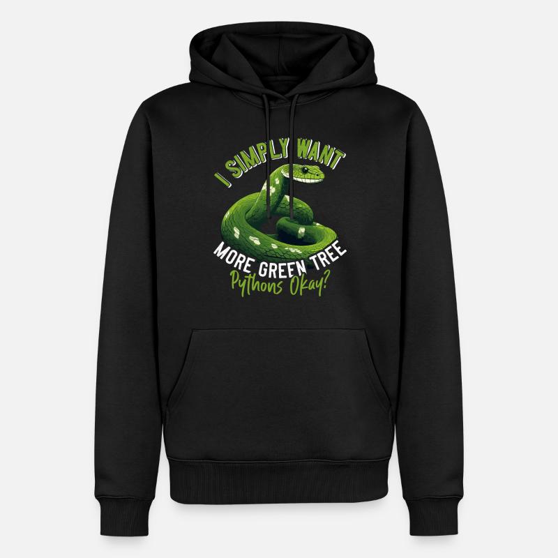 Python arborescent vert - Sweat à capuche Premium bio Homme - noir