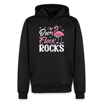 Our Flock Rocks - Pink Flamingo Funny Flamingo - Männer Premium Bio Hoodie - Schwarz - Vorne - Nico (187cm)