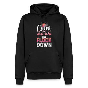 Calm The Flock Down - Flamingo Lover Drôle - Sweat à capuche Premium bio Homme - noir - Devant - Nico (187cm)