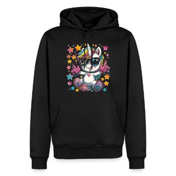 Süßes Einhorn, Bunte Einhörner - Männer Premium Bio Hoodie - Schwarz - Vorne - Nico (187cm)