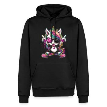 Süßes Einhorn, Bunte Einhörner - Männer Premium Bio Hoodie - Schwarz - Vorne - Nico (187cm)
