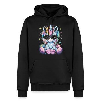 Süßes Einhorn, Bunte Einhörner - Männer Premium Bio Hoodie - Schwarz - Vorne - Nico (187cm)