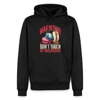 Macaron Warning! Don't Touch My Macarons! - Männer Premium Bio Hoodie - Schwarz - Vorne - Nico (187cm)