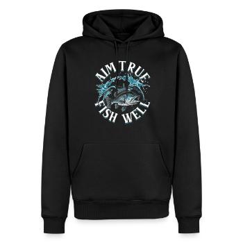 Bogenfischen Bogenangeln Aim True Fish Well - Männer Premium Bio Hoodie - Schwarz - Vorne - Nico (187cm)