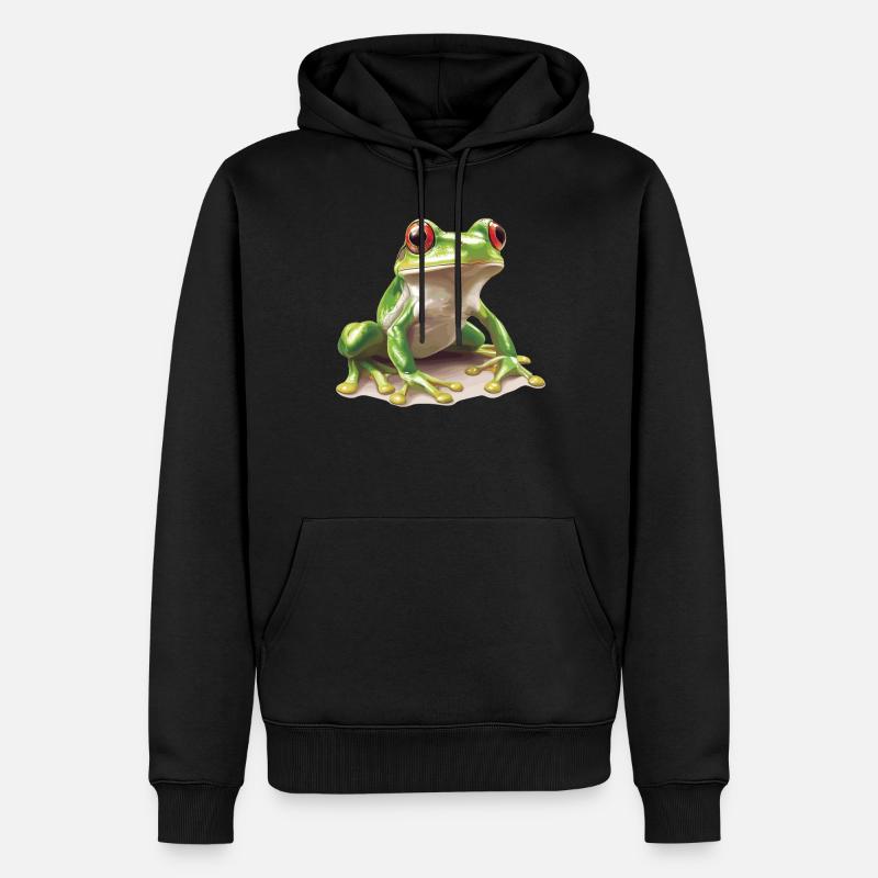 Frosch Frösche - Männer Premium Bio Hoodie - Schwarz