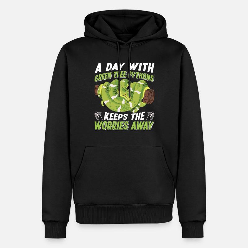 Green Tree Python - Männer Premium Bio Hoodie - Schwarz