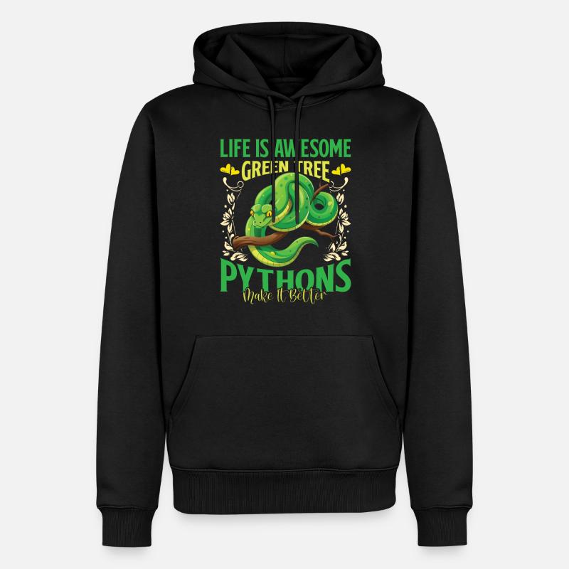 Green Tree Python - Men’s Premium Organic Hoodie - black