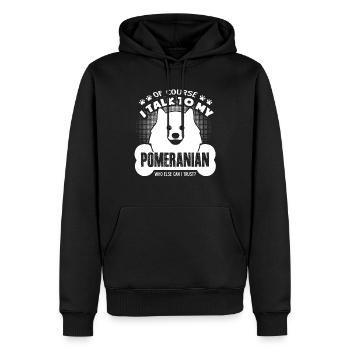 I Talk To My Pomeranian - Men’s Premium Organic Hoodie - black - Front - Nico (187cm)