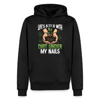 La vie est meilleure avec de la terre sous mes ongles Jardinage - Sweat à capuche Premium bio Homme - noir - Devant - Nico (187cm)