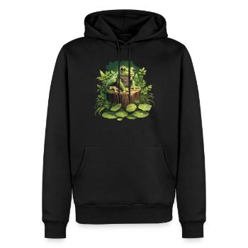 Grenouilles Grenouilles - Sweat à capuche Premium bio Homme - noir - Devant - Nico (187cm)