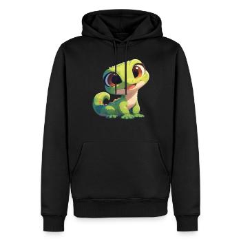 Geckos Gecko - Männer Premium Bio Hoodie - Schwarz - Vorne - Nico (187cm)