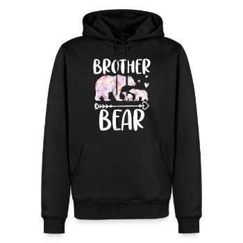 Frère Ours - Sweat à capuche Premium bio Homme - noir - Devant - Nico (187cm)