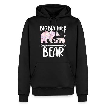 Grand frère ours - Sweat à capuche Premium bio Homme - noir - Devant - Nico (187cm)
