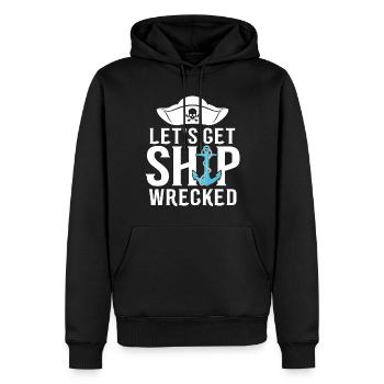 Let's Get Shipwrecked Skull Crossbone Funny - Men’s Premium Organic Hoodie - black - Front - Nico (187cm)