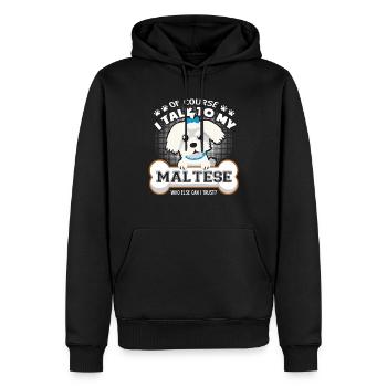I Talk To My Maltese - Men’s Premium Organic Hoodie - black - Front - Nico (187cm)