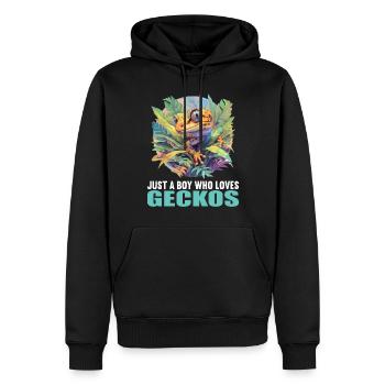 Geckos Gecko - Männer Premium Bio Hoodie - Schwarz - Vorne - Nico (187cm)