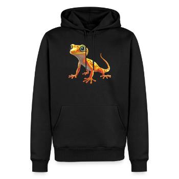 Geckos Gecko - Männer Premium Bio Hoodie - Schwarz - Vorne - Nico (187cm)