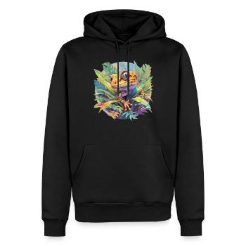 Geckos Gecko - Männer Premium Bio Hoodie - Schwarz - Vorne - Nico (187cm)