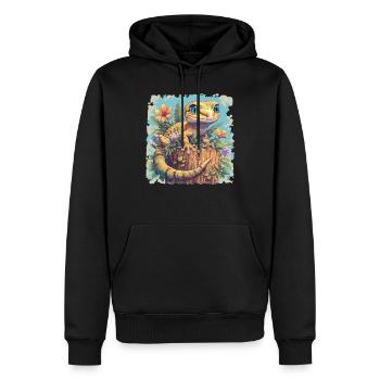 Geckos Gecko - Männer Premium Bio Hoodie - Schwarz - Vorne - Nico (187cm)